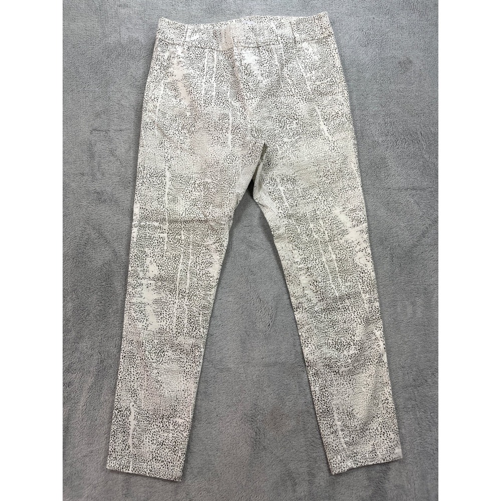 Bevy Flog Pants Women 30 White Animal Print Trousers Slim Fit Stretch